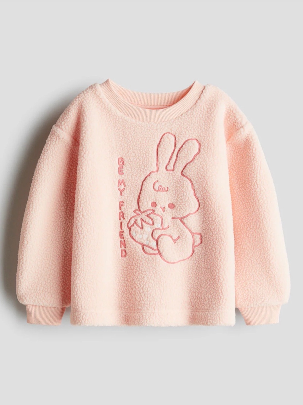 H&M EMBROIDERED TEDDY FLEECE SWEATSHIRT